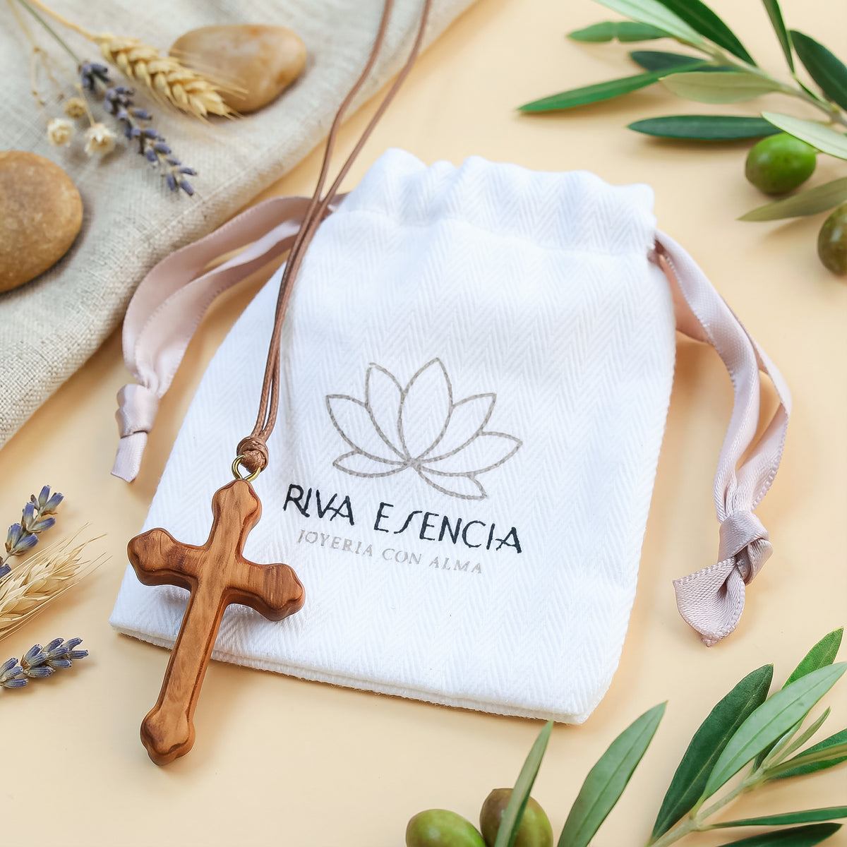 Traditional Olive Wood Cross Pendant