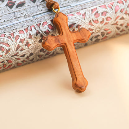Traditional Olive Wood Cross Pendant
