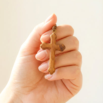 Traditional Olive Wood Cross Pendant