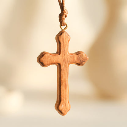 Traditional Olive Wood Cross Pendant