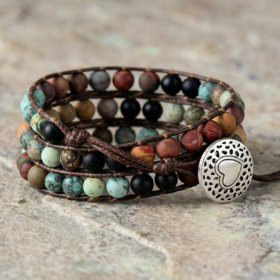 Triple layer JASPER AND MATTE ONYX BRACELET (BOHO STYLE) - Healing natural stone bracelet 