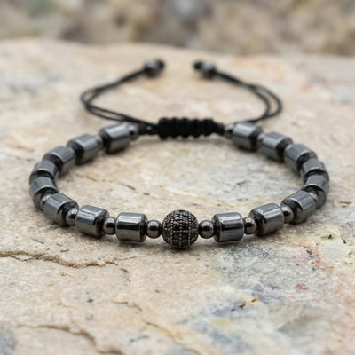 PULSERA DE HEMATITA CZ - Pulsera de Hematita con cz para hombre