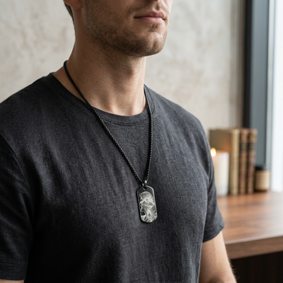 Colgante para Hombre Grabado Láser con Diseño Espiritual | Regalo con Significado